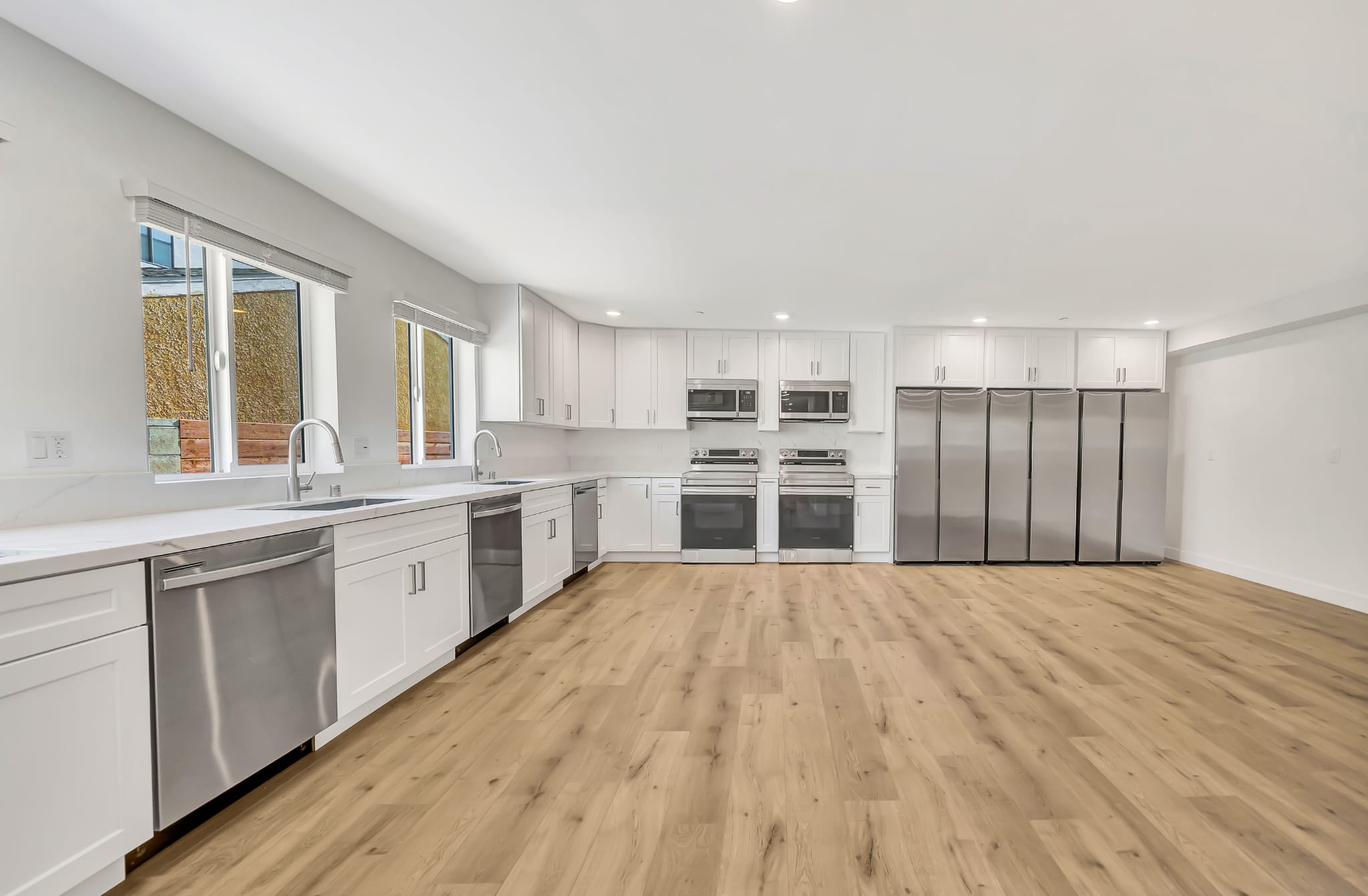 Wide view of gourmet kitchen
